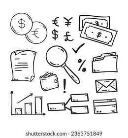 Hand drawn Management icons, Management concept with doodle style, Hand drawn business symbols, vector doodle element related to startup, Set of hand drawn element related to business
