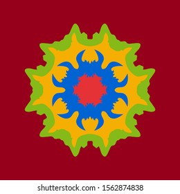 hand drawn mandala abstrack colorful red background.vektor design ornament decoration