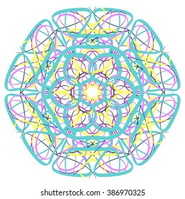 Hand drawn mandala abstract circle ornament vector illustration. Ethnic, Islam, Arabic, Indian, ottoman.