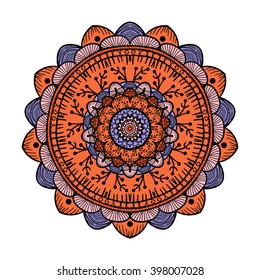 Hand drawn Mandala in arabic, indian, islam and ottoman culture decoration style. Ethnic geometric ornamental background. 