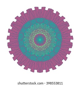 Hand drawn Mandala in arabic, indian, islam and ottoman culture decoration style. Ethnic geometric ornamental background. Magic vintage template of greeting, card, print, cloth, tattoo. Vector