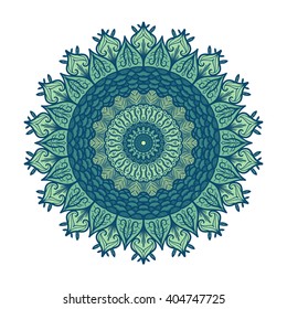 Hand drawn Mandala in arabic, indian, islam and ottoman culture decoration style. Ethnic geometric ornamental background. Magic vintage template of greeting, card, print, cloth, tattoo. Vector