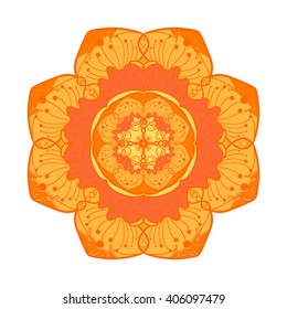 Hand drawn Mandala in arabic, indian, islam and ottoman culture decoration style. Ethnic geometric ornamental background. Magic vintage template of greeting, card, print, cloth, tattoo. Vector