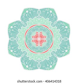 Hand drawn Mandala in arabic, indian, islam and ottoman culture decoration style. Ethnic geometric ornamental background. Magic vintage template of greeting, card, print, cloth, tattoo. Vector