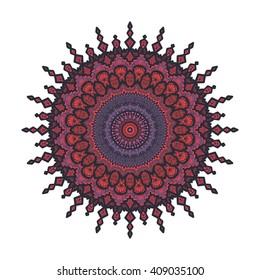 Hand drawn Mandala in arabic, indian, islam and ottoman culture decoration style. Ethnic geometric ornamental background. Magic vintage template of greeting, card, print, cloth, tattoo. Vector