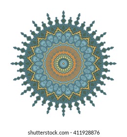 Hand drawn Mandala in Arabic, Indian, Islam and ottoman culture decoration style. Ethnic geometric ornamental background. Magic vintage template of greeting, card, print, cloth, tattoo. Vector