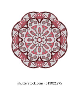 Hand drawn Mandala in arabic, indian, islam and ottoman culture decoration style. Ethnic geometric ornamental background. Magic vintage template of greeting, card, print, cloth, tattoo. Vector