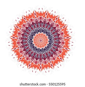 Hand drawn Mandala in arabic, indian, islam and ottoman culture decoration style. Ethnic geometric ornamental background. Magic vintage template of greeting, card, print, cloth, tattoo. Vector
