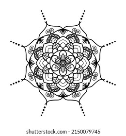 Hand drawn mandala art. Vector illustration isolated on a white background for coloring page, meditation, print and more.