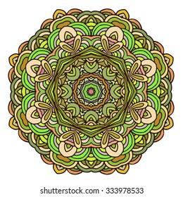 Hand drawn mandala colorful. Geometric circle motif for any kind of design, invitation cards and other holidays