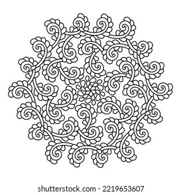 Hand drawn Mandala. Coloring book page for adult and kids . Vector Decorative monochrome illustration