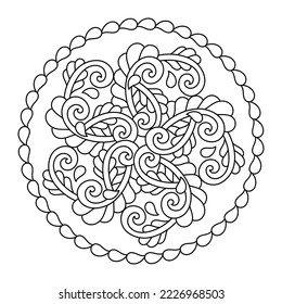 Hand drawn Mandala. Coloring book page for adult and kids . Vector Decorative monochrome illustration