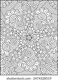 Hand- Drawn Mandala Coloring Page | Mandala Coloring Page For Adults | Floral Mandala Coloring Page