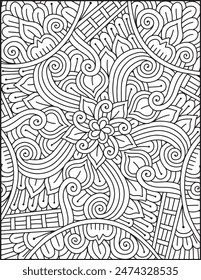 Dibujado a mano Mandala para colorear página | Página Para Colorear Mandala Para Adultos | Página para colorear Mandala floral