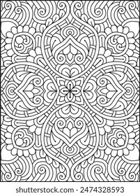 Dibujado a mano Mandala para colorear página | Página Para Colorear Mandala Para Adultos | Página para colorear Mandala floral