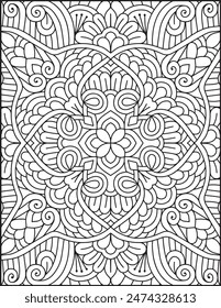 Hand- Drawn Mandala Coloring Page | Mandala Coloring Page For Adults | Floral Mandala Coloring Page