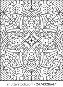 Hand- Drawn Mandala Coloring Page | Mandala Coloring Page For Adults | Floral Mandala Coloring Page