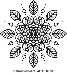 Hand- Drawn Mandala Coloring Page | Mandala Coloring Page For Adults | Floral Mandala Coloring Page
