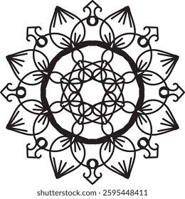 Hand- Drawn Mandala Coloring Page | Mandala Coloring Page For Adults | Floral Mandala Coloring Page