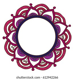 Hand drawn mandala in colours isolated on white