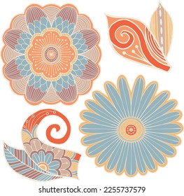 Hand Drawn Mandala and Decorative elements, Floral vector Illustration For clothing, home decor, cards and templates, scrap booking, post cards, frames.