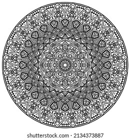 Hand drawn mandala. Decorative, lacy, tattoo, mehendi, geometric patterns.