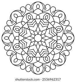 hand drawn mandala design for coloring book, wall art, henna and tattoo design, unique mandala art for adults and kids coloring book
