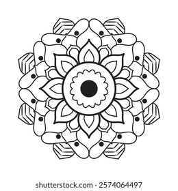 Hand drawn mandala design. Easy mandala Outline.  Vector mandala design. Mandala design for coloring 