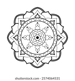 Hand drawn mandala design. Easy mandala Outline.  Vector mandala design. Mandala design for coloring 