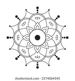Hand drawn mandala design. Easy mandala Outline.  Vector mandala design. Mandala design for coloring 
