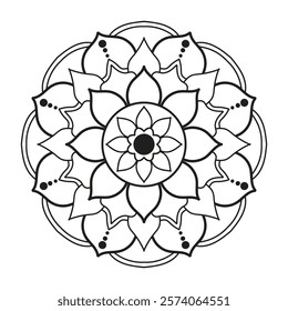 Hand drawn mandala design. Easy mandala Outline.  Vector mandala design. Mandala design for coloring 