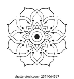 Hand drawn mandala design. Easy mandala Outline.  Vector mandala design. Mandala design for coloring 