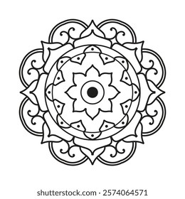 Hand drawn mandala design. Easy mandala Outline.  Vector mandala design. Mandala design for coloring 