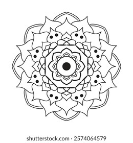 Hand drawn mandala design. Easy mandala Outline.  Vector mandala design. Mandala design for coloring 