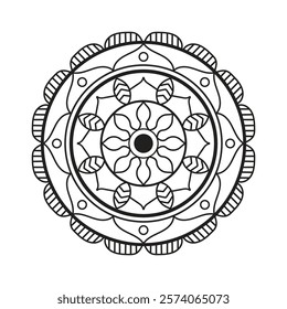 Hand drawn mandala design. Easy mandala Outline.  Vector mandala design. Mandala design for coloring 