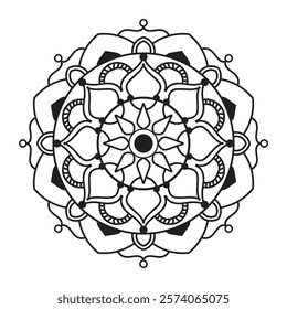 Hand drawn mandala design. Easy mandala Outline.  Vector mandala design. Mandala design for coloring 