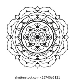 Hand drawn mandala design. Easy mandala Outline.  Vector mandala design. Mandala design for coloring 