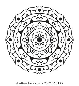 Hand drawn mandala design. Easy mandala Outline.  Vector mandala design. Mandala design for coloring 
