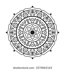 Hand drawn mandala design. Easy mandala Outline.  Vector mandala design. Mandala design for coloring 