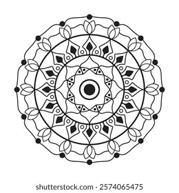 Hand drawn mandala design. Easy mandala Outline.  Vector mandala design. Mandala design for coloring