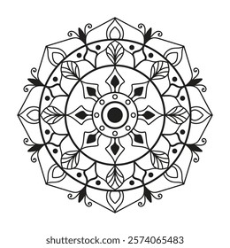 Hand drawn mandala design. Easy mandala Outline.  Vector mandala design. Mandala design for coloring