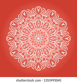 Hand drawn mandala design element on gradient background.  Beautiful floral background for resort and spa. Indian decorative element. Vector illustration