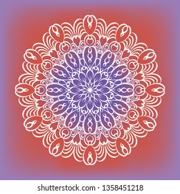 Hand drawn mandala design element on gradient background. Yoga poster. Beautiful floral background for resort and spa. Indian decorative element. Vector illustration