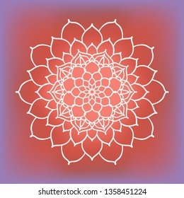 Hand drawn mandala design element on gradient background. Yoga poster. Beautiful floral background for resort and spa. Indian decorative element. Vector illustration