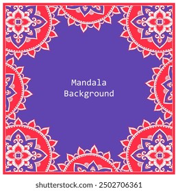 mandala dibujado a mano doodle fondo étnico colorido mandala con fondo azul, invitación, Anuncio etiquetas tarjetas de felicitación placas de nombre 