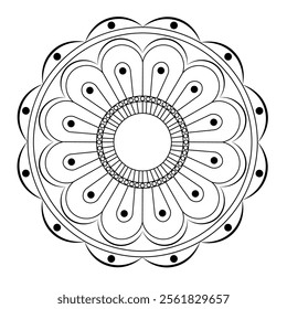 Hand drawn mandala drawing with white background