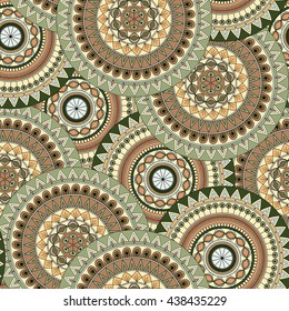 Hand drawn mandala ethnic seamless pattern. Can be used for fabric, wallpaper, textile and background.
