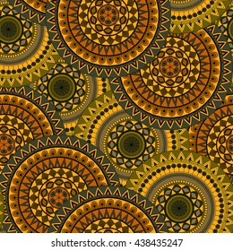 Hand drawn mandala ethnic seamless pattern. Can be used for fabric, wallpaper, textile and background.