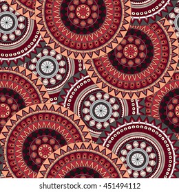 Hand drawn mandala ethnic seamless pattern. Can be used for fabric, wallpaper, textile and background.