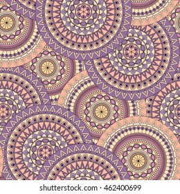 Hand drawn mandala ethnic seamless pattern. Can be used for fabric, wallpaper, textile and background.